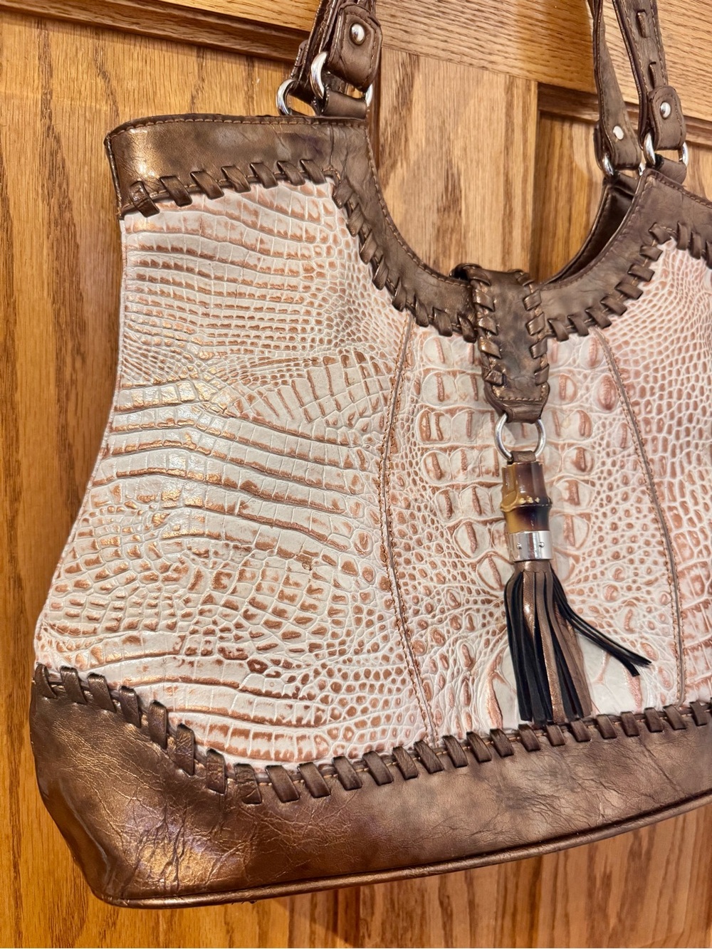 M.C. Geninue Leather Retro Tan/Brown Shoulder Bag - Picture 2 of 11